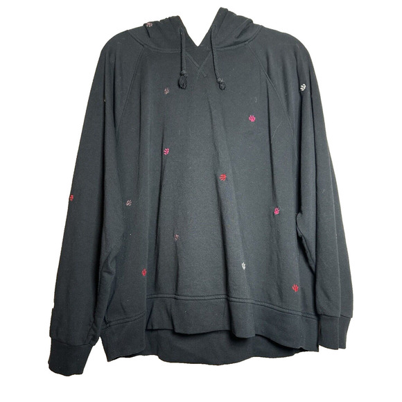 LOU & GREY Hoodie Womens Sz XL Embroidered Paw‎ Prints Colorful Rainbow Pet Bear - Picture 2 of 8